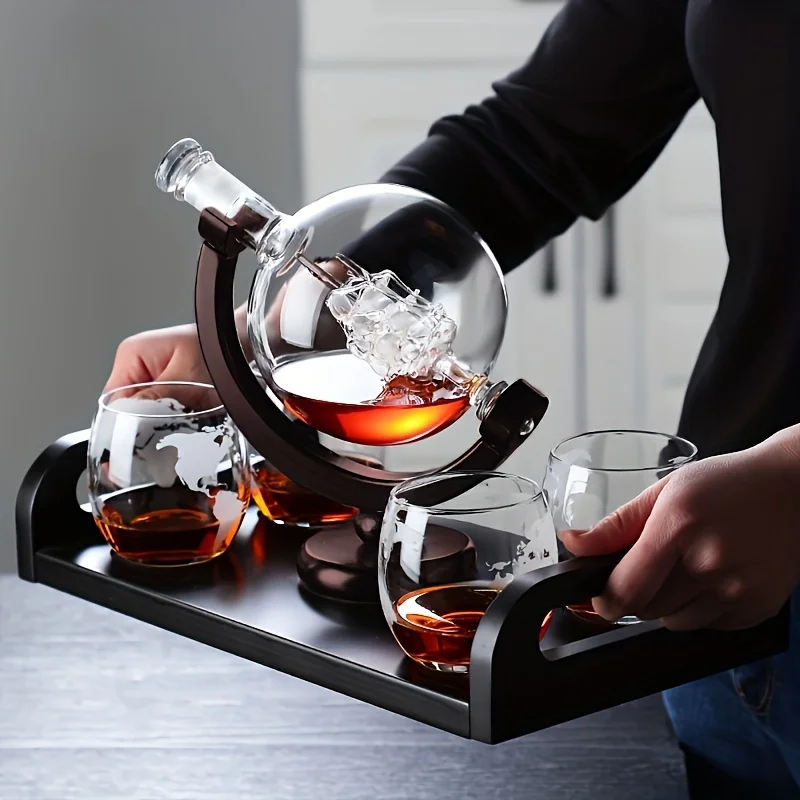 Decanter Aerator Set - Globe Shaped Whiskey Karaf Borosilicaatglas met