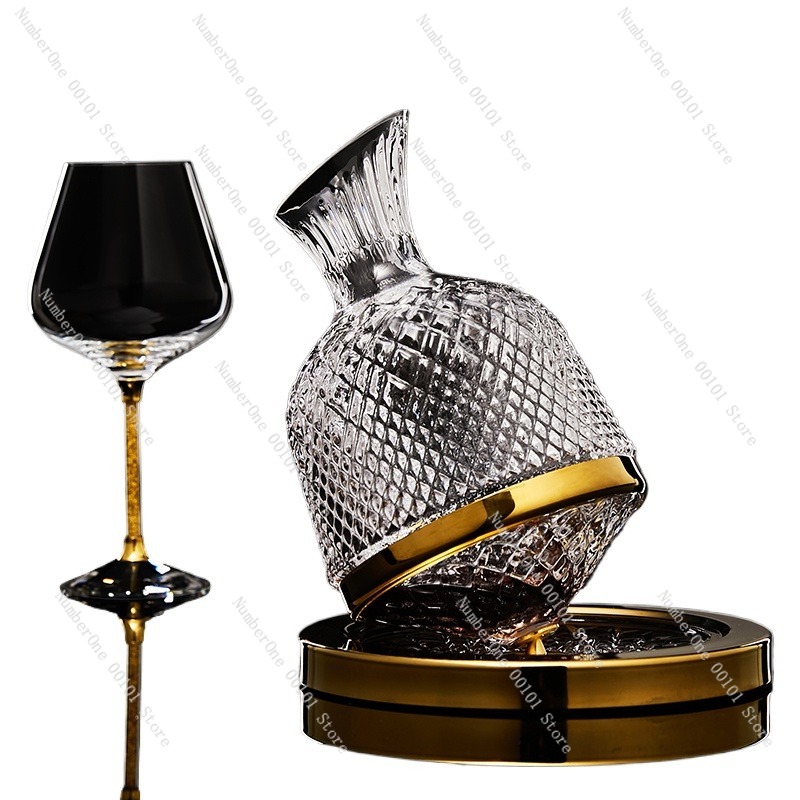 Decanter Aerator Set - Hoogwaardige kristallen wijnkarafset met niet-opblaasbare roterende