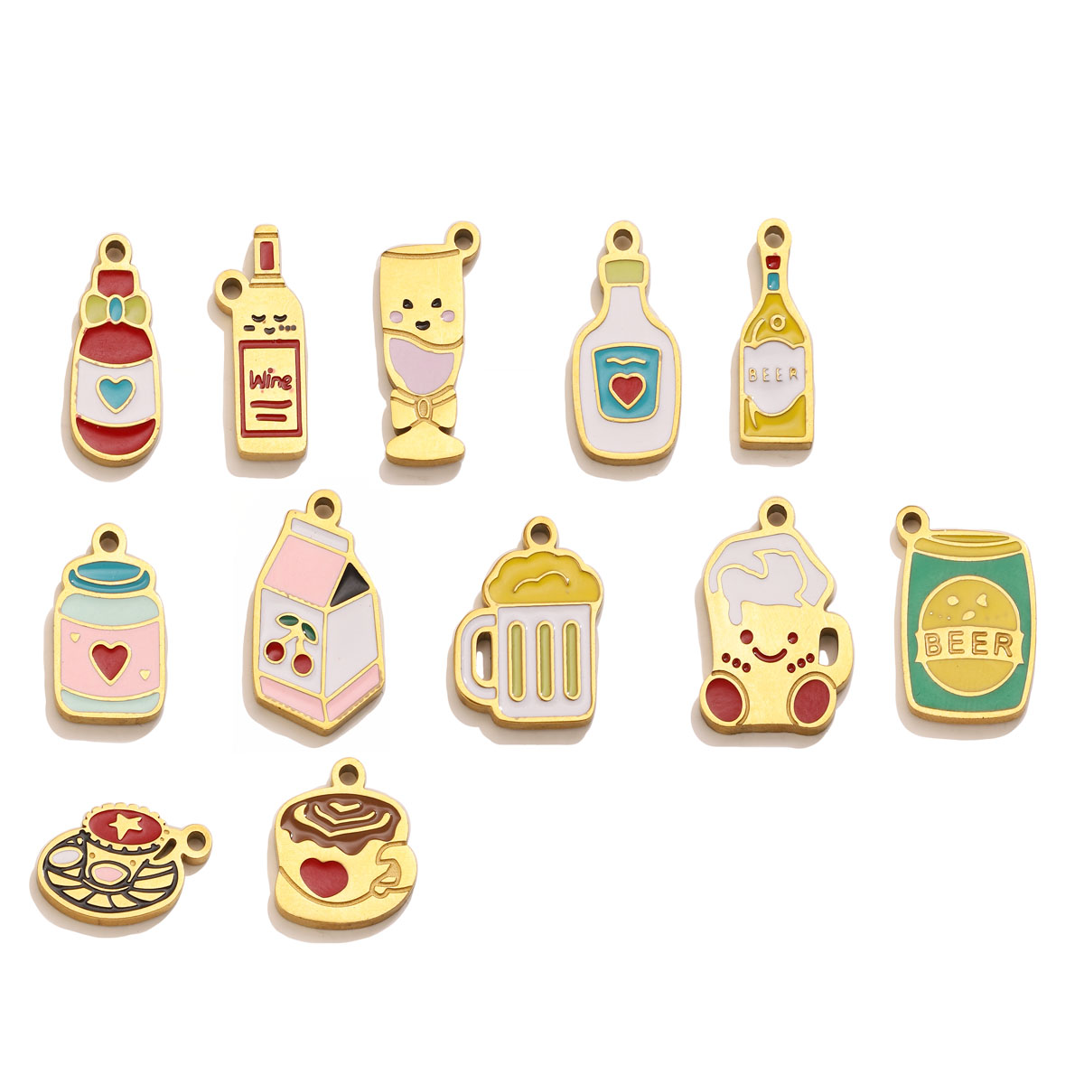 Wine Beer Coffee Drink - 5-delige set schattige emaille voedsel- en