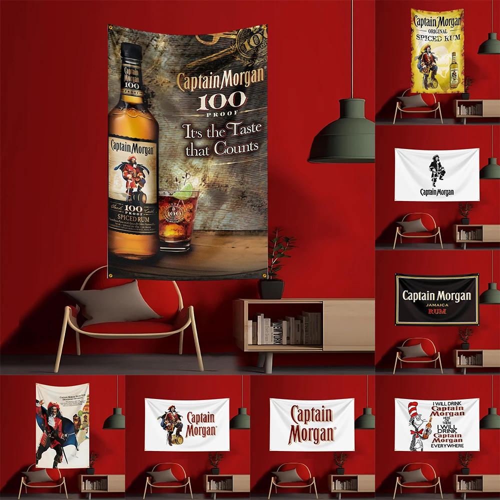 Wine Beer Garden - 90X150CM C-Captain Morgans rum Vlag Polyester