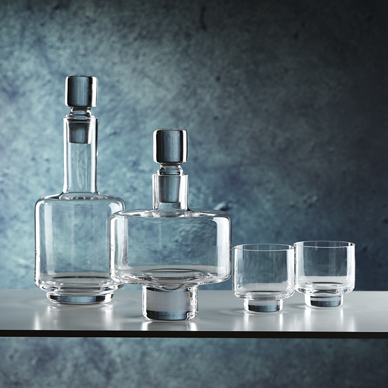 Decanter Aerator Set - Moderne Minimalistische Getextureerde Kristallen Likeurset, Slanke